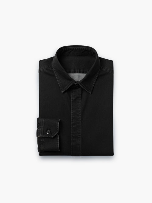 Black Denim Cotto Regular Shirt
